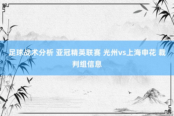 足球战术分析 亚冠精英联赛 光州vs上海申花 裁判组信息