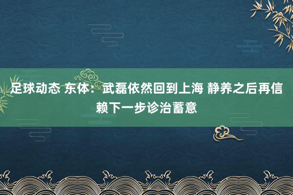 足球动态 东体：武磊依然回到上海 静养之后再信赖下一步诊治蓄意