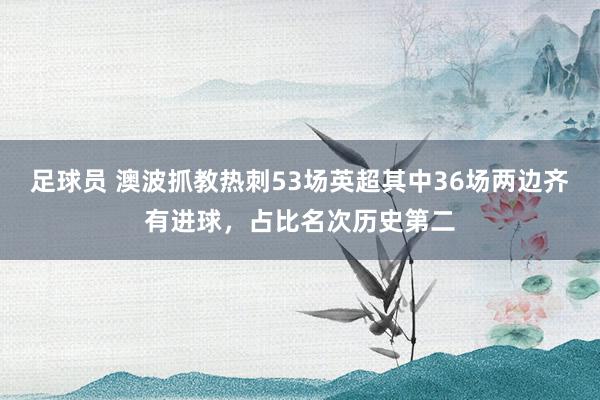 足球员 澳波抓教热刺53场英超其中36场两边齐有进球，占比名次历史第二