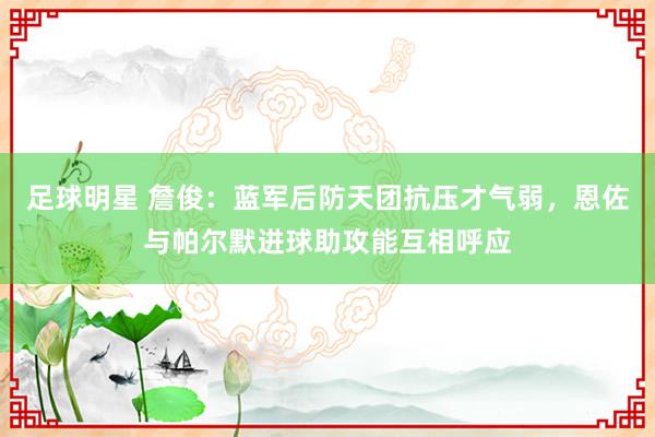 足球明星 詹俊：蓝军后防天团抗压才气弱，恩佐与帕尔默进球助攻能互相呼应